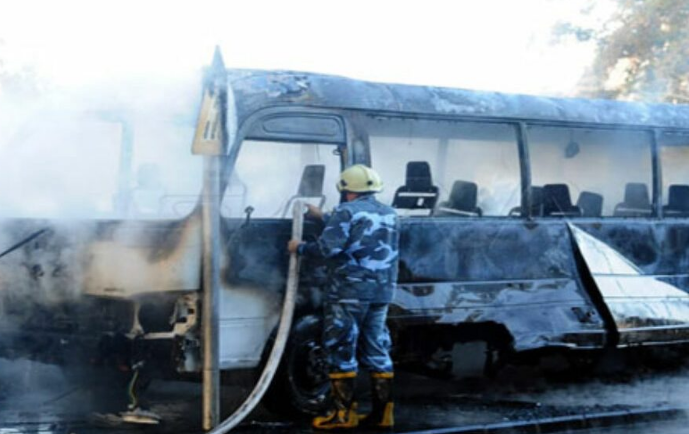 مقتل 13 ضابطاً إيرانياً في تفجير حافلة وسط دمشق